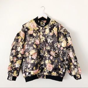 Free People oversize Floral Jacquard Bomber Jacket